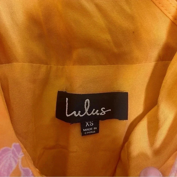 Lulus Flutter Summer Midi Orange Floral Wrap Dress Size XS - Picture 5 of 8